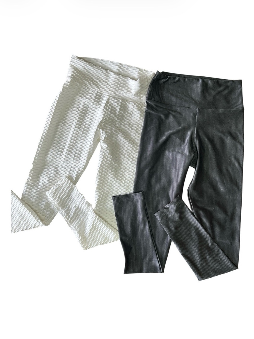 Bundle of 2 High-Waisted Leggings - Tik Tok Scrunch Butt White & Grey